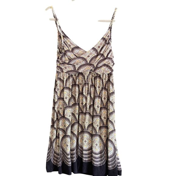 Elle Dress Summer Sundress Blue Green Black Geometric Elastic Waist Women Small - Picture 3 of 10